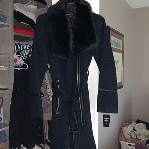 INC navy and black pea coat